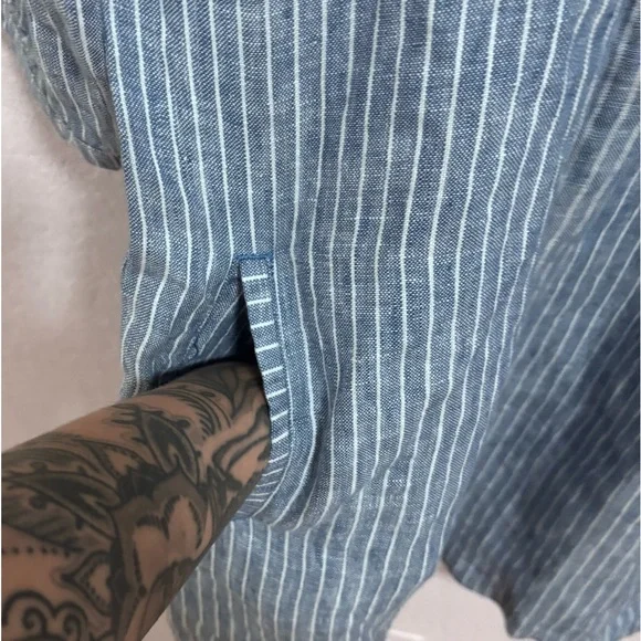 Garnet hill 100% linen ruffle detail dress - Picture 3 of 7